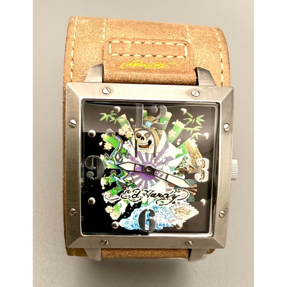 Ed Hardy Hollywood Skull Watch Christian Audigier WA-JP0452 45mm Japan Movt
